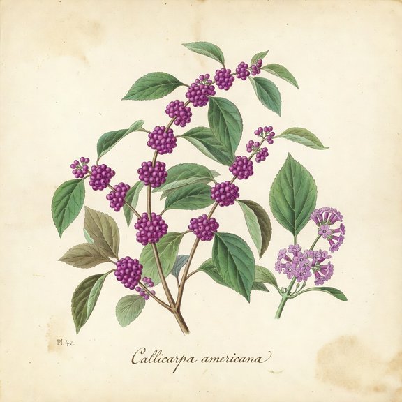 American Beautyberry botanical plate
