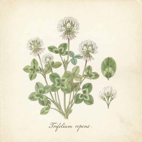 and white clover botanical plate