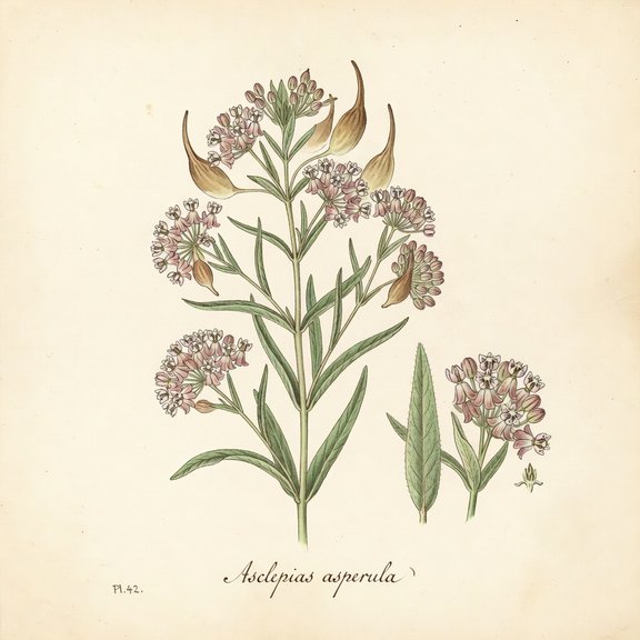 antelopehorns milkweed botanical plate