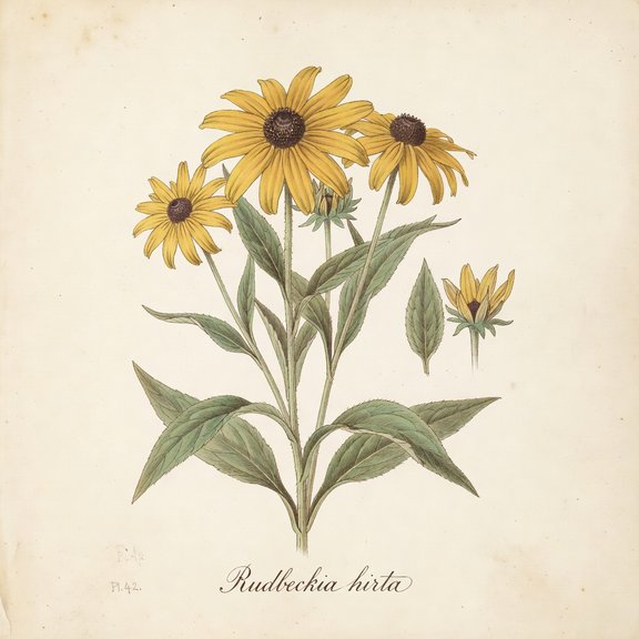 Black-eyed Susan botanical plate