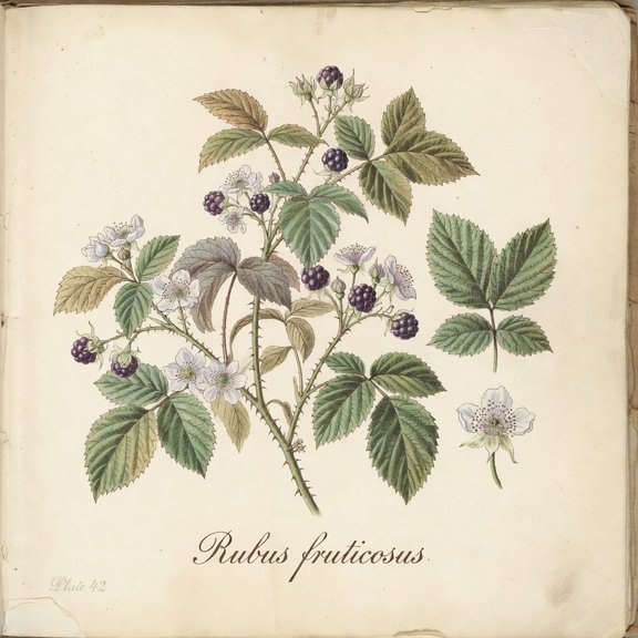 Blackberry bramble botanical plate