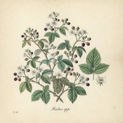 Blackberry botanical plate
