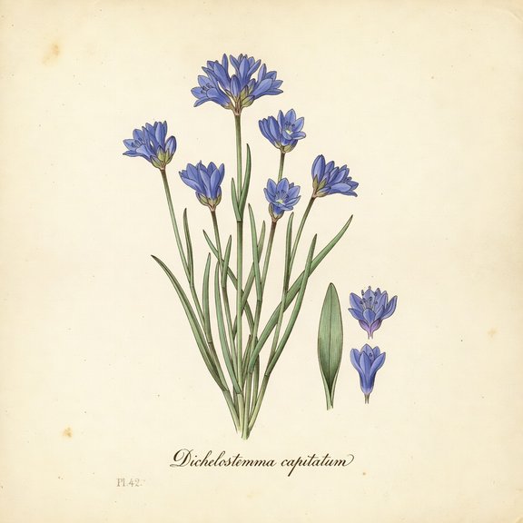 Blue Dicks botanical plate