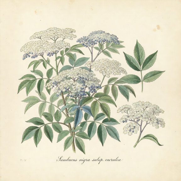 Blue Elderberry botanical plate