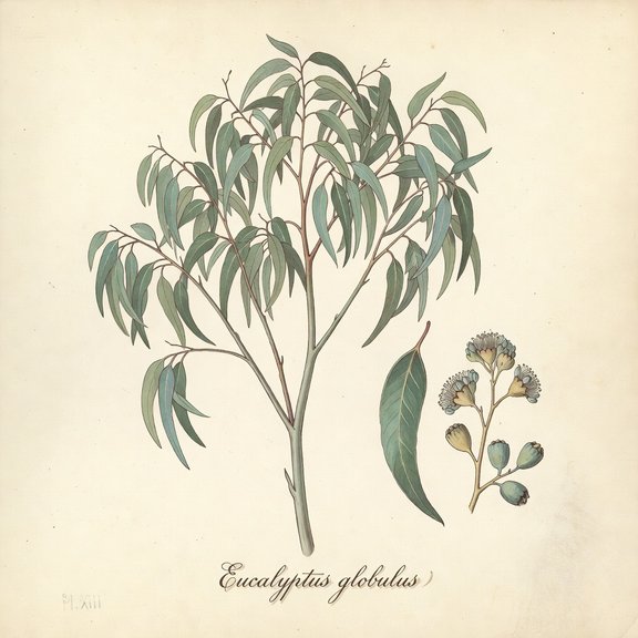Blue Gum Eucalyptus botanical plate