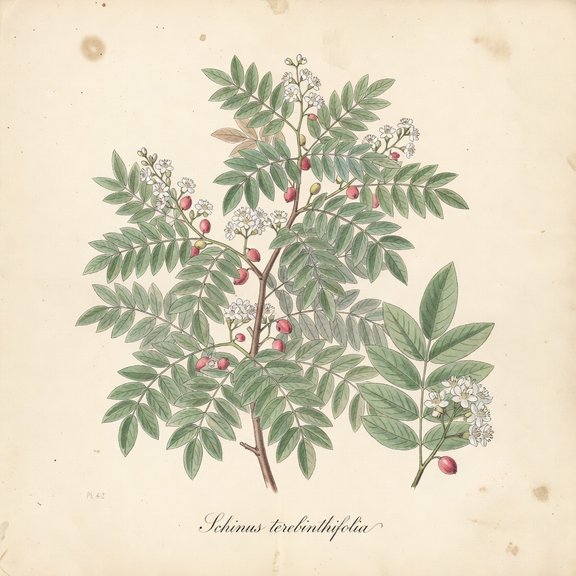 Brazilian Pepper Tree botanical plate