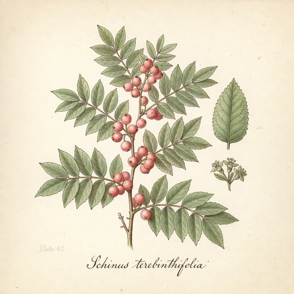 Brazilian pepper botanical plate