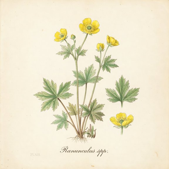 Buttercup botanical plate