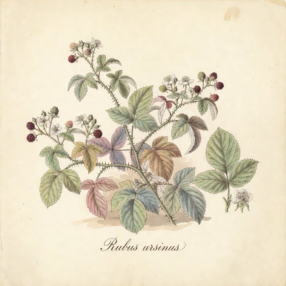 California Blackberry botanical plate