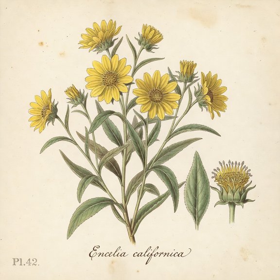 California Bush Sunflower botanical plate
