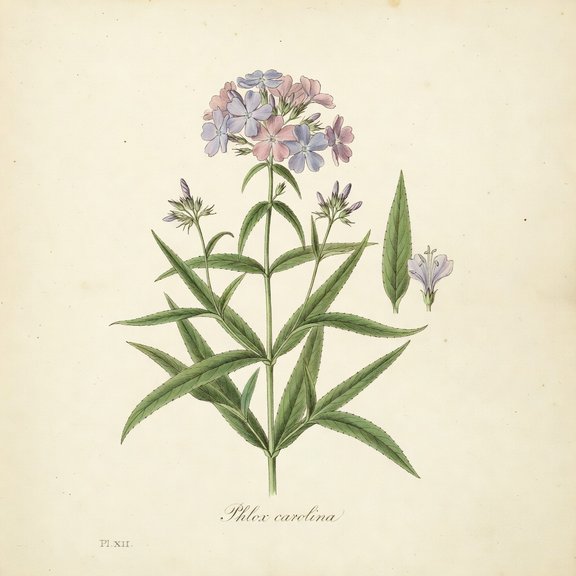 Carolina Phlox botanical plate