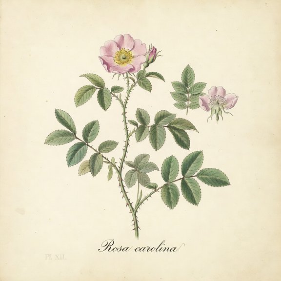 Carolina Rose botanical plate