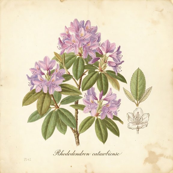 Catawba Rhododendron botanical plate