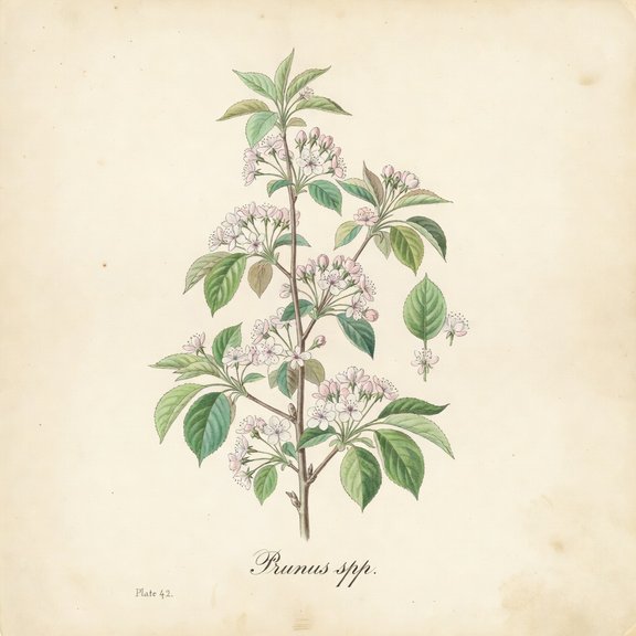 Cherry botanical plate