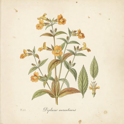 Common Monkeyflower botanical plate