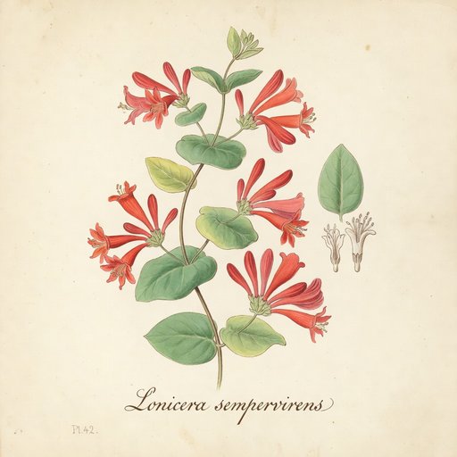Coral Honeysuckle botanical plate