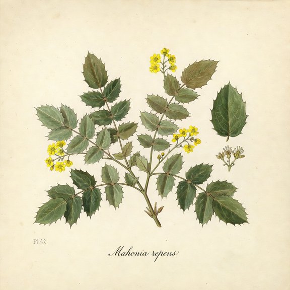 Creeping Oregon Grape botanical plate