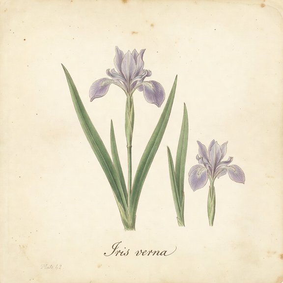 Dwarf Violet Iris botanical plate