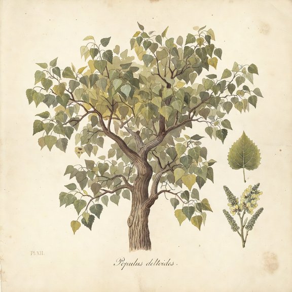 Eastern Cottonwood botanical plate