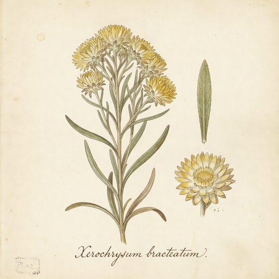 Everlasting Daisy botanical plate