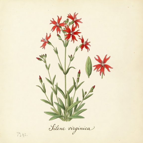 Fire Pink botanical plate