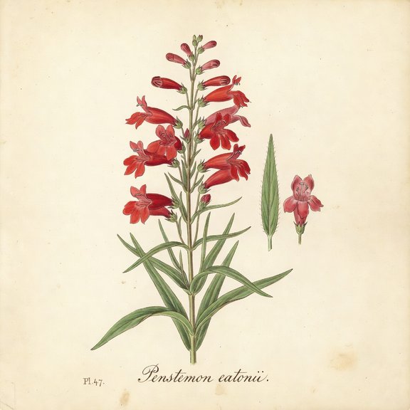 Firecracker Penstemon botanical plate