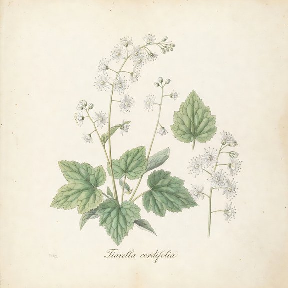 Foamflower botanical plate