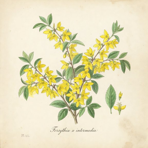 Forsythia botanical plate