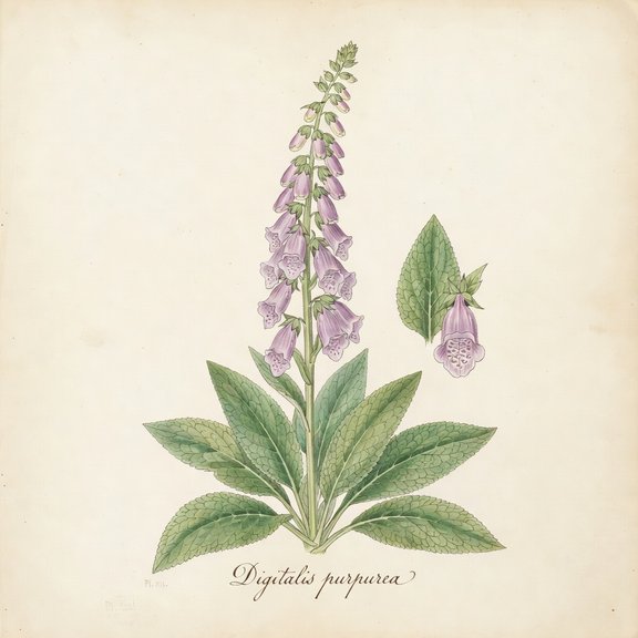 Foxglove botanical plate