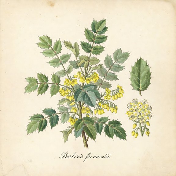 Fremont's Mahonia botanical plate