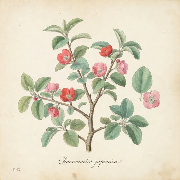 Japanese Quince botanical plate