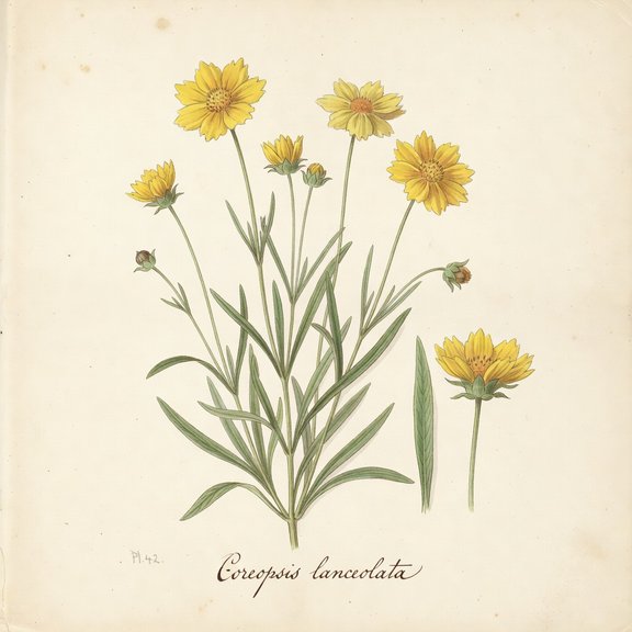 Lanceleaf Coreopsis botanical plate