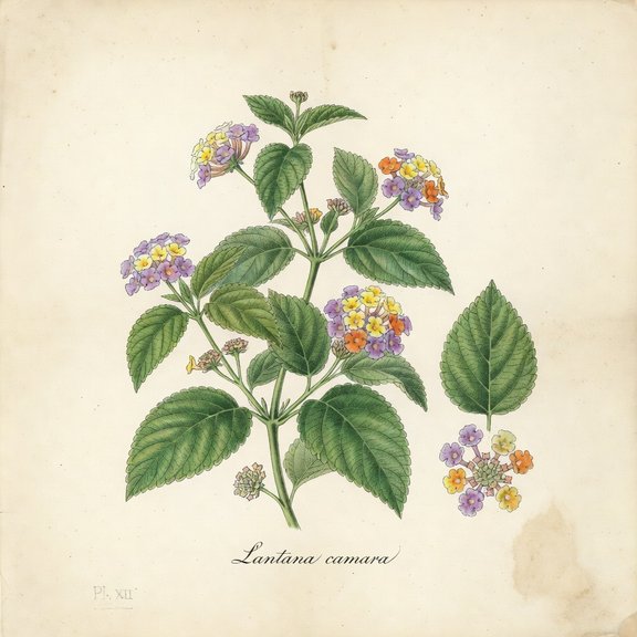 Lantana botanical plate