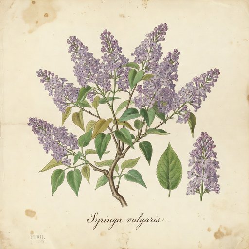 Lilac botanical plate