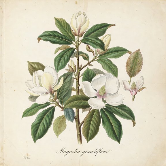 Magnolia botanical plate
