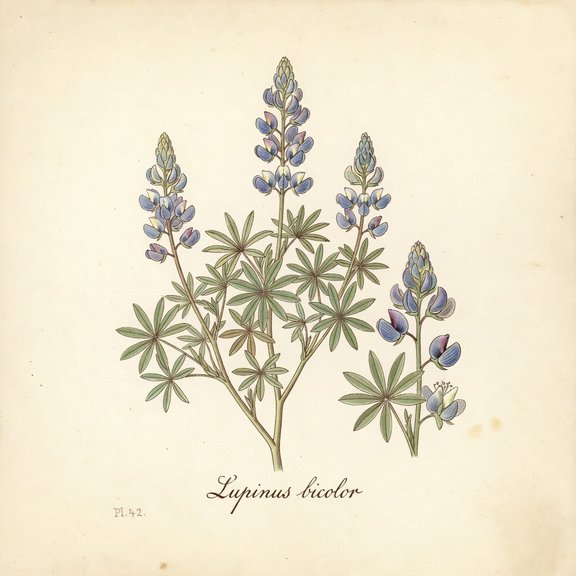 Miniature Lupine botanical plate
