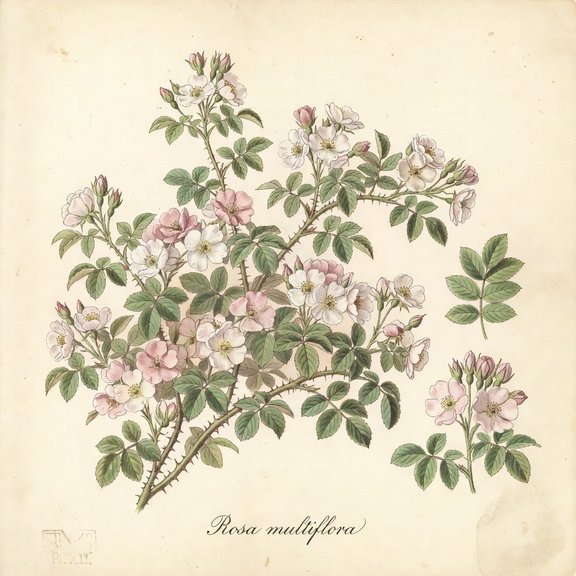 Multiflora Rose botanical plate