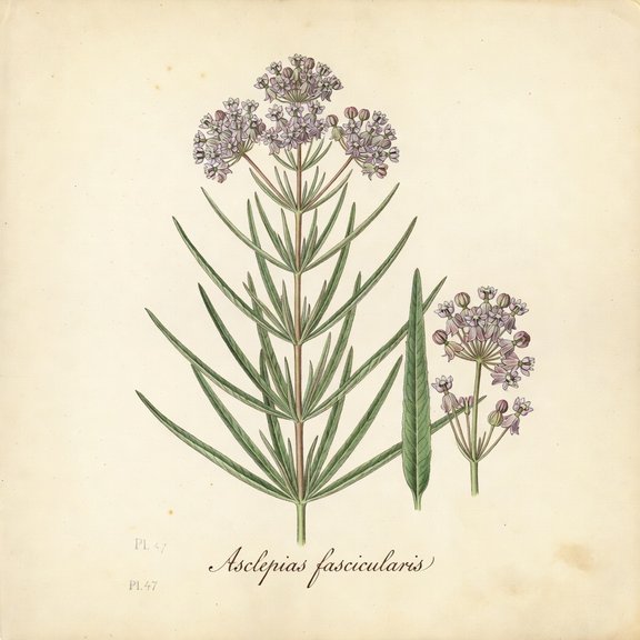 Narrowleaf Milkweed botanical plate