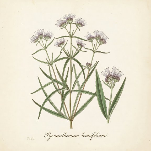 Narrowleaf Mountain Mint botanical plate