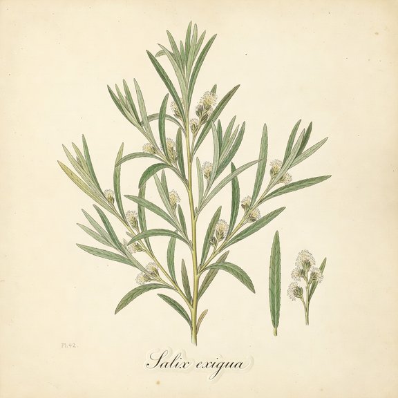 Narrowleaf Willow botanical plate