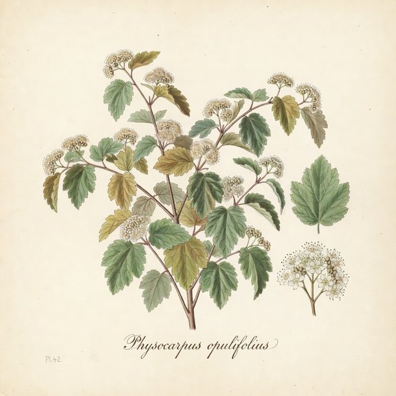 Ninebark botanical plate