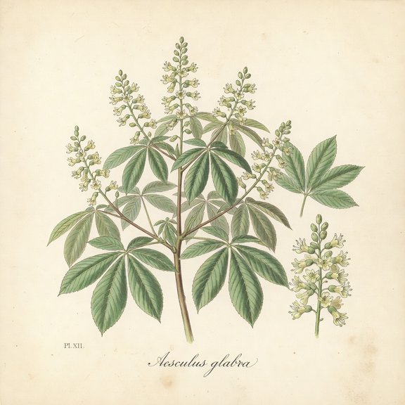 Ohio Buckeye botanical plate