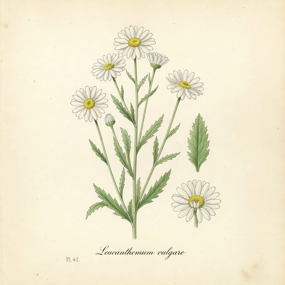 Oxeye Daisy botanical plate