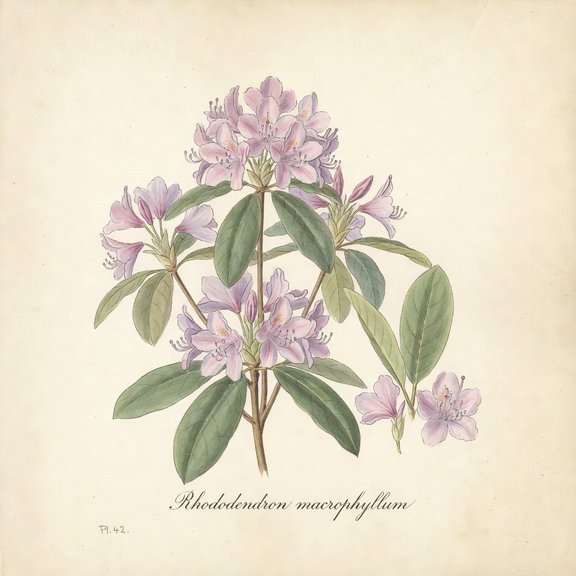 Pacific Rhododendron botanical plate