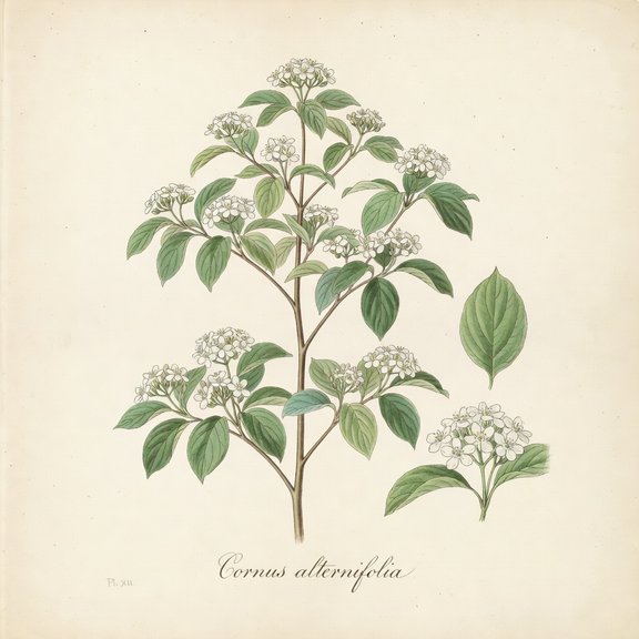 Pagoda Dogwood botanical plate