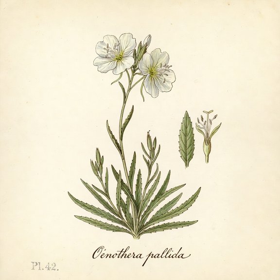 Pale Evening Primrose botanical plate