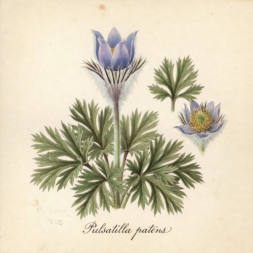 Pasque Flower botanical plate