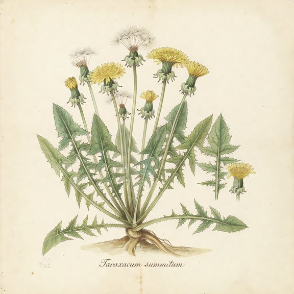 Peak dandelion botanical plate