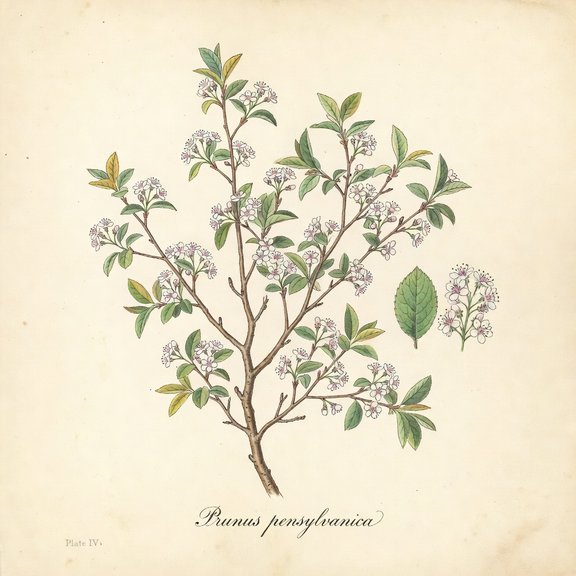 Pin Cherry botanical plate