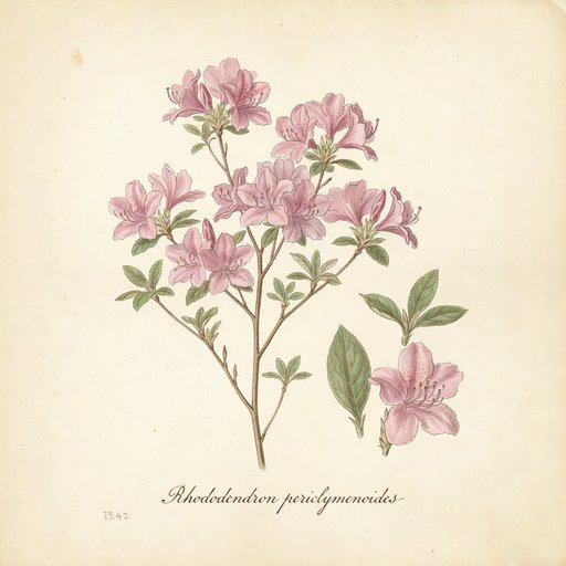 Pink Azalea botanical plate